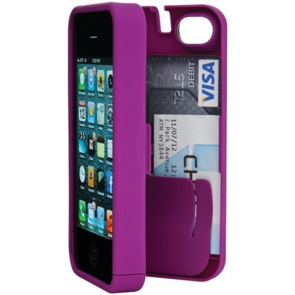 Eyn iPhone 4 4S Phone Case Wallet Wristlet With Storage Space & Mirror - Purple